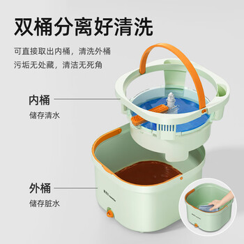 美添乐（HoMettler）净污分离拖把免手洗旋转懒人拖把家用一拖净2025拖地神器3拖布