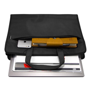 金得利经典直条纹立体手提包 双层隐形拉链男士商务包事务包公事包大容量多层分类收纳袋绅士黑 DC1915