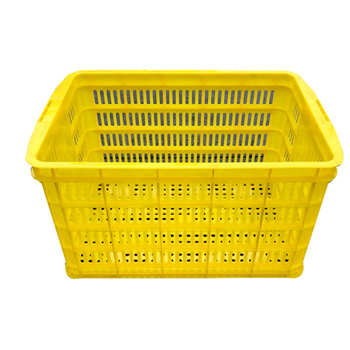 加厚塑料筐周转箱长方形胶框储物框快递收纳框子镂空筐子特大号匡黄色