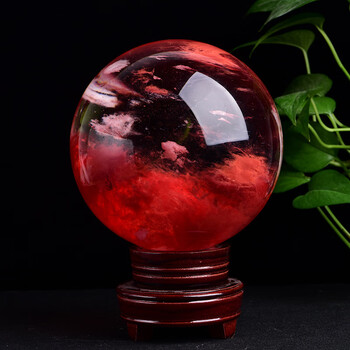 戴劲天然红水晶球摆件红色水晶原石打磨抛光开业办公摆饰 红色20厘米