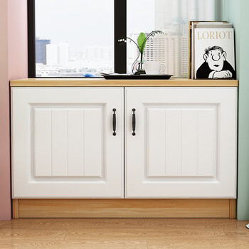 矮柜阳台储物收纳柜实木芯生态板可定制飘窗柜 100*40*40cm 二门 白色