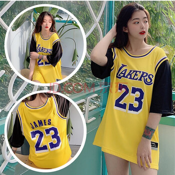 臻道篮球服女情侣假两件宽松bf风街头潮流嘻哈bf风欧w球衣科b球衣詹姆