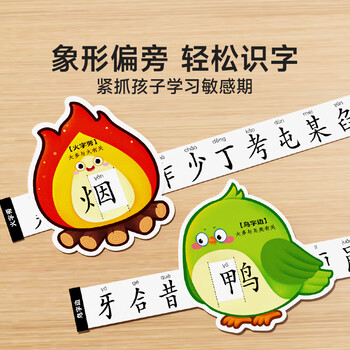 时光学【时光学】偏旁识字抽拉卡进阶款儿童幼小衔接识字抽拉卡象形偏旁趣味识字卡