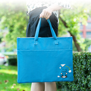 金得利A3/8K帆布袋美术袋学习袋补习袋小学生手提袋拎书袋初中生补课包帆布包美术包考试袋蓝色DC1921