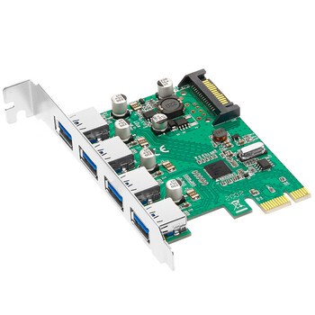 MOGE台式机PCIE转4口USB3.2 Gen1扩展卡PCI-E x1转USB 3.0转接卡SATA供电 瑞萨NEC芯片 MC2018