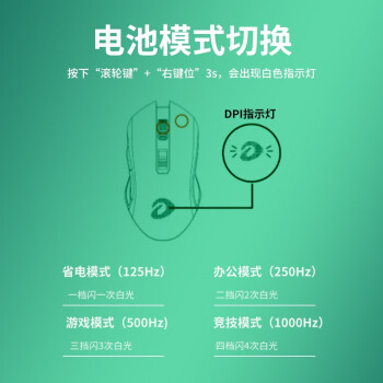 达尔优(dareu) 牧马人潮流版 EM905PRO 鼠标 无线鼠标 有线鼠标 双模游戏鼠标 充电鼠标 可编程按键 绿色