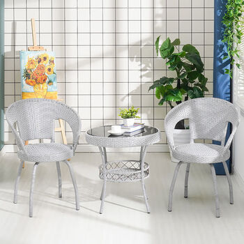 藤椅三件套阳台桌椅组合小茶几户外庭院靠背椅单人家用旋转腾椅子