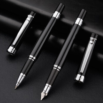 毕加索（pimio）钢笔签字笔 毕加索对笔 PS-917罗马情缘纯黑金夹银夹钢笔/宝珠笔 情侣钢笔 纯黑银夹