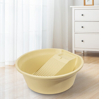 福爱家洗衣盆塑料盆洗脸盆大号一体带搓衣板盆 搓衣服盆 脸盆