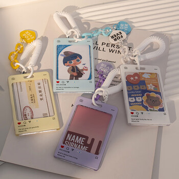 天色 亚克力卡套透明ins风可爱证件套学生校园卡公交饭卡保护套钥匙扣 TS-2109 黄色