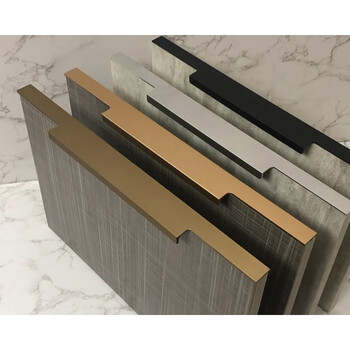 欧式简约通长卡槽柜门橱柜抽屉把手铣型深加工卡18板f型封边拉手长度