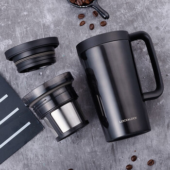 locknlock保温咖啡杯大容量304不锈钢便携手冲滴漏式过滤网水杯子580