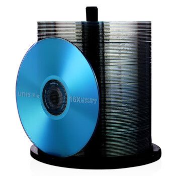 紫光（UNIS）DVD+R空白光盘/刻录盘 16速 4.7G 蓝钻系列 桶装100片 