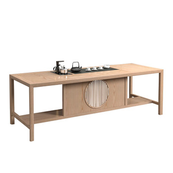 茗源阁 新中式茶桌椅组合白蜡木实木功夫茶台禅意原木泡茶几简约现代