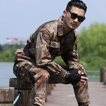 迷彩服套装男教官训练服学生拓展军训工作服工地劳保电焊工装 沙漠