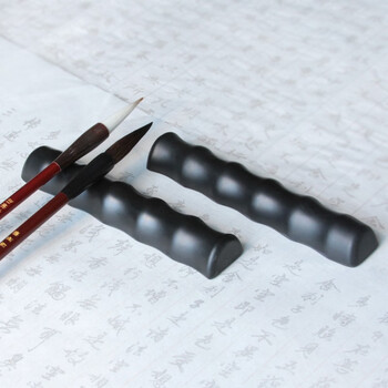 芬尚 文房用品 仿玉镇尺竹节镇纸 学生毛笔书法压纸用 纳米仿瓷材质美观实用结实耐摔 17.5cm一对装