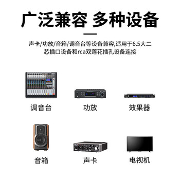 臻威（ZHENWEI）6.5转莲花音频连接线 6.35双莲花头2对2rca 调音台功放效果器音箱音频转接线1.5M