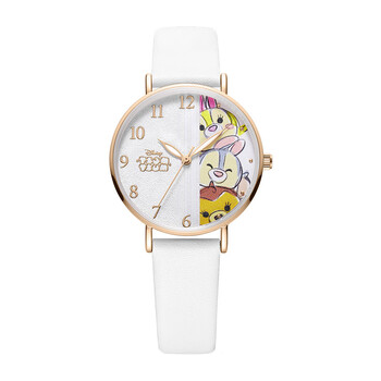 迪士尼disney儿童手表女2022新款可爱卡通防水夜光石英表女孩白色