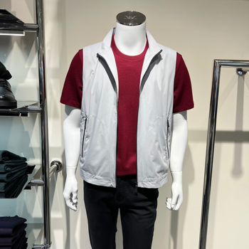 路卡迪龙专柜春夏新款轻薄时尚休闲立领男士背心马甲351221207 90灰白