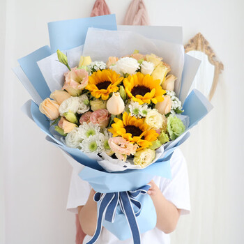 钰尚洋甘菊花束毕业季情人节向日葵同城鲜花玫瑰北京天津杭州送花生日前程似锦 图片价格品牌报价 京东