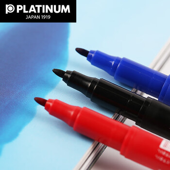 白金（PLATINUM）钢笔CPM-122粗细双头记号笔光盘油性笔绘图勾边勾线笔 10支盒装 黑色