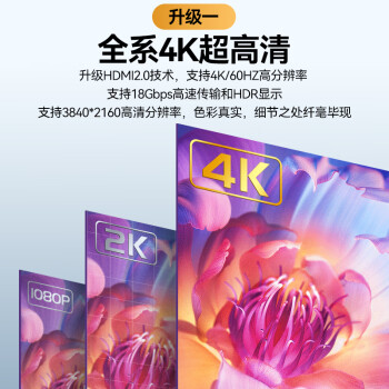 山泽HDMI线2.0版 4k数字高清线 3D视频线 笔记本电脑连接电视投影仪显示器连接线 黑色1米 BK-10
