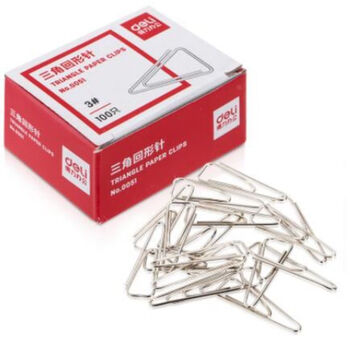 得力(deli)0051回形针29MM全金属三角曲别针加厚不易生锈(100枚/盒)10盒装