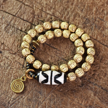 今传福星月菩提子双层手串女个性文玩佛珠民族风手链男配饰女16码狼牙