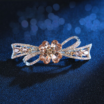 范嘉伦(vancalen)韩国简约一字水钻夹子发抓发夹后脑勺气质蝴蝶结卡子