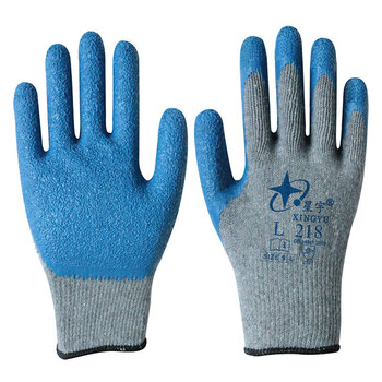 (xingyu)劳保手套l218乳胶皱纹浸胶防滑耐磨工地机械工业劳动防护手套