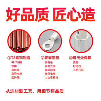 安达通 OT圆形裸端子 国标A级紫铜加厚冷压圆形接线片端子柱 OT6-6(100只) 安达通 OT圆形裸端子 国标A级紫铜加厚冷压圆形接线片端子柱 OT6-6(100只)