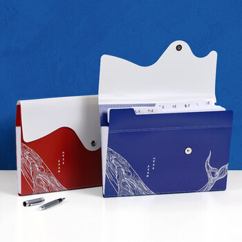 齐心(Comix)  手挽8格A4手提文件包资料包风琴包 鲲鹏系列学生试卷收纳包 蓝AKP28