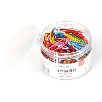 西玛（SIMAA） 3#29mm彩色防锈回形针 办公用品家用多功能曲别针 办公用品 160枚/桶 19886