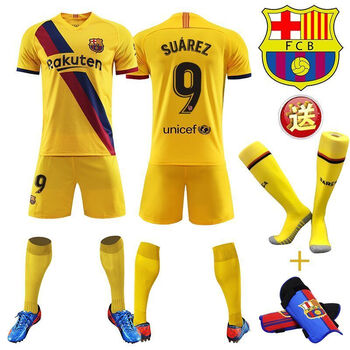 10号梅西巴塞罗那球衣比赛训练套 巴萨客场套装/9号苏亚雷斯【袜板】