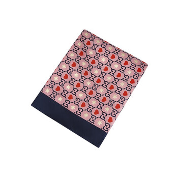 gucci古驰女士百搭方巾围巾桑蚕丝丝巾女防晒6098953g001藏蓝色