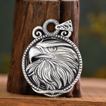 男士潮牌嘻哈老鹰个性吊坠男士霸气鹰头复古镂空吊坠鹰头吊坠32克挂绳