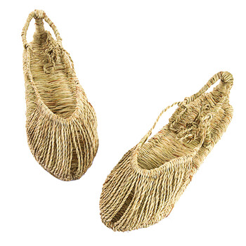 夏天草鞋托鞋手工编织麻鞋拖鞋男士夏个性复古凉鞋女士表演天然稻草脱