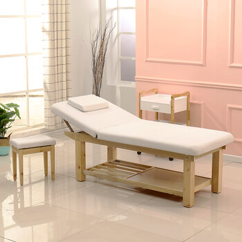 定制美容院专用spa实木美容床理疗床纹绣床中推拿床折叠泰式按摩床 米