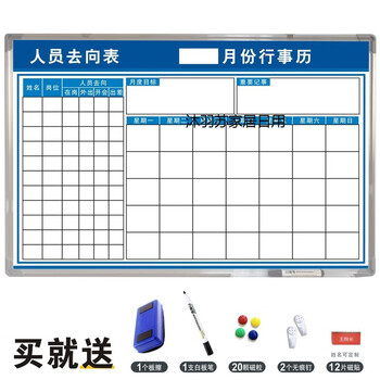 去向公示牌磁性易擦硬白板移动办公司车间生产管理看板 人员去向表 ry