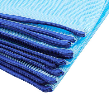 天章办公(TANGO)A4透明网格拉链袋文件袋/文件包/PVC防水资料袋12个/包/蓝色