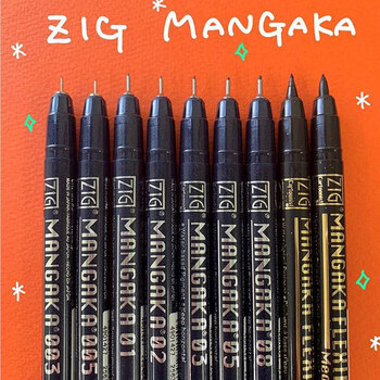 吴竹（KURETAKE）进口M头中粗弹性头漫画笔勾线笔签字绘图笔手绘设计黑色1支装CNMM-010