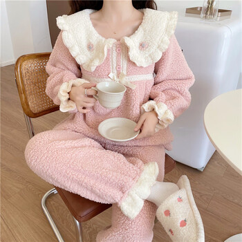理微睡衣女冬款可爱甜美小个子珊瑚绒加绒加厚冬季女款家居服毛茸茸