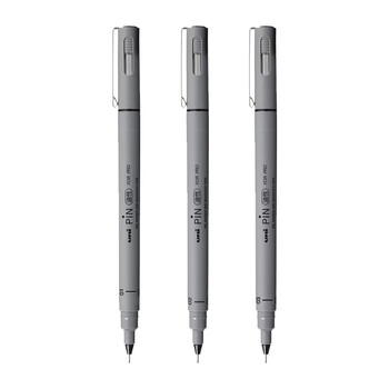 uni三菱（uni）0.32mm油性绘图针管笔 PIN-01A美术设计描边笔勾线笔 灰杆黑芯 单支装