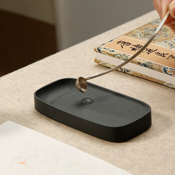 漢墨 罗纹素云精致5寸砚台 原石淌池素砚学生研墨墨条 文房四宝毛笔书法用砚礼盒装