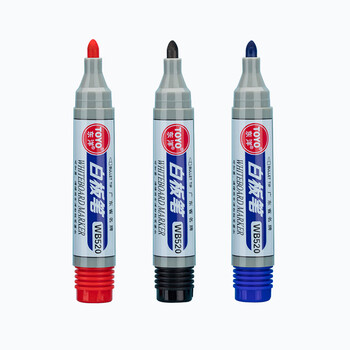 东洋（东洋）WB520可加墨白板笔、可擦教师用水性黑板笔画板写字易擦写粗头大头记号笔12支/盒 /蓝色