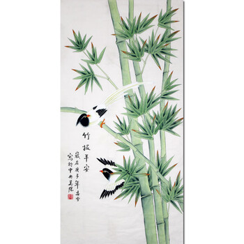 中英美院 北京美协会员 凌雪 《竹报平安》 精品工笔画 jd001