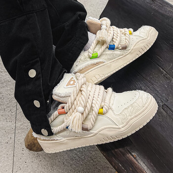 轻仙情侣鞋子男女同款两双脏辫面包鞋小众学生党运动板鞋复古德训鞋x