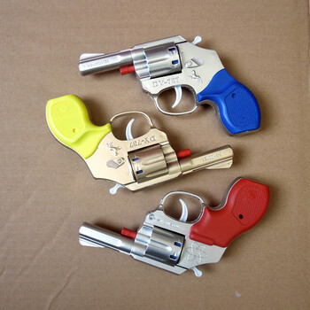 塑料左轮响玩具纸炮枪8090童年怀旧道具枪 黄色枪 高级配件60版 标准