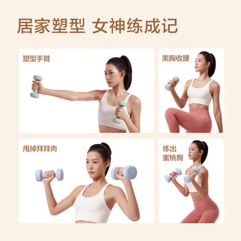 京东京造 彩色浸塑哑铃 男士女士家用哑铃 纯铁哑铃健身器材 6KG两只装