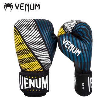 VENUM PLASMA BOXING光线系列毒液拳击手套 搏击拳套散打训练拳击手套 打沙袋成人拳 蓝黄白 12 OZ